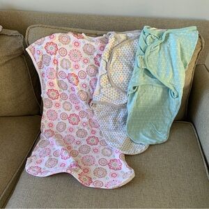 Lot of 3 Swaddles Wearable Blanket Sleep Sack Baby Girl Size Large 3 6 Months